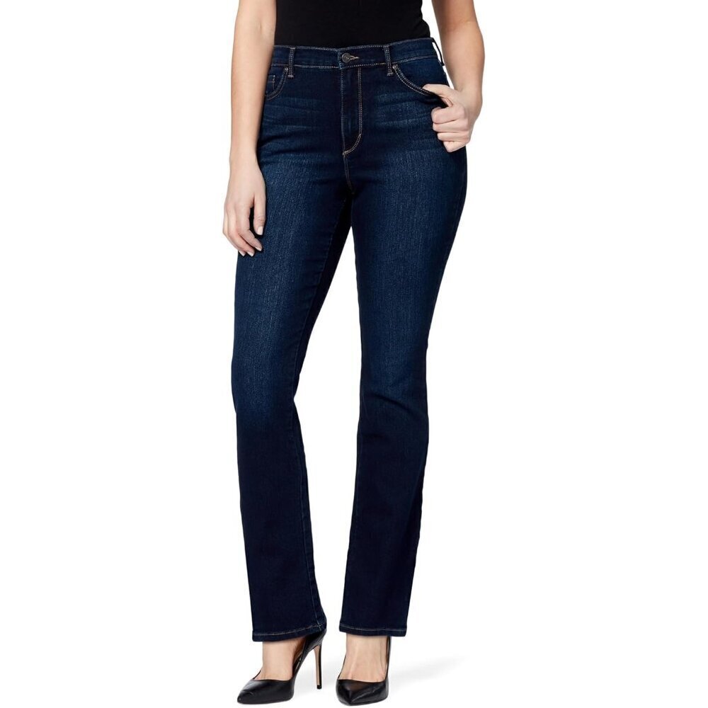 Women's High Rise Bootcut Jeans Cotton Blend 5 Pocket Zipper Closure